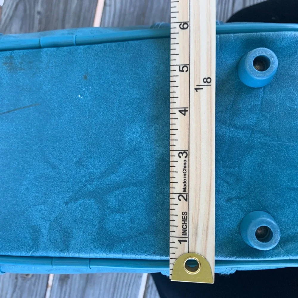 American Tourister VTG 1970s Teal Blue Marbled Vinyl Luggage Set 2pc Suitcase